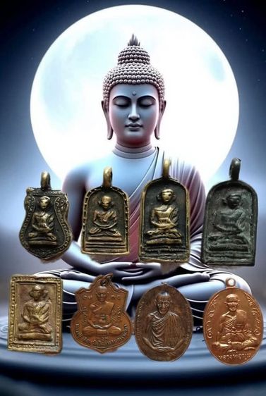 เหรียญหล่อโบราณหลวงพ่อไปล่(คละพิมพ์) หลวงปู่สอน หลวงพ่อเกษม หลวงพ่อมุม