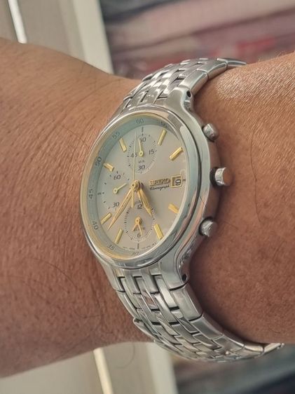  Seiko Chronograph 40มม. ระบบทำงานทุกปุ่ม กระจกใสปิ๊ง ตัวเรือนสาย เงาวับ สายยาว 17 cm ข้อมือ 6.5-7 นิ้ว ใส่ พอดี รูปที่ 6