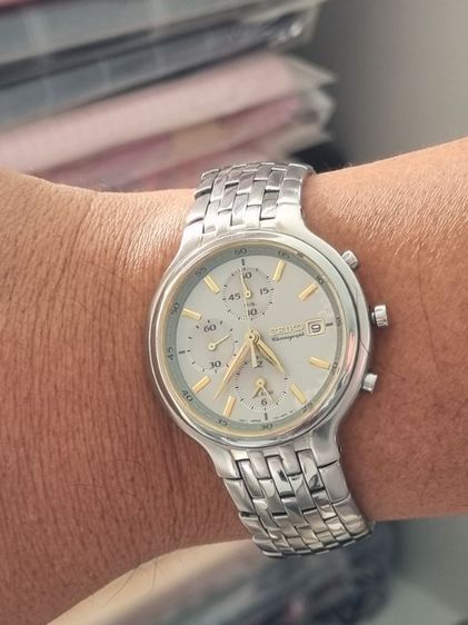  Seiko Chronograph 40มม. ระบบทำงานทุกปุ่ม กระจกใสปิ๊ง ตัวเรือนสาย เงาวับ สายยาว 17 cm ข้อมือ 6.5-7 นิ้ว ใส่ พอดี รูปที่ 7