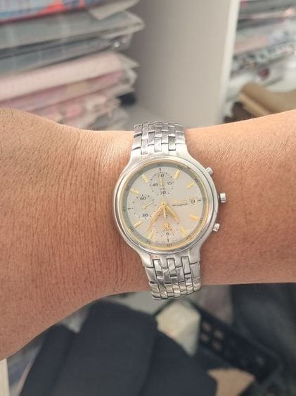  Seiko Chronograph 40มม. ระบบทำงานทุกปุ่ม กระจกใสปิ๊ง ตัวเรือนสาย เงาวับ สายยาว 17 cm ข้อมือ 6.5-7 นิ้ว ใส่ พอดี รูปที่ 17