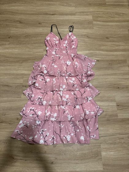 Instagram Brand (IG Brands) S ชมพู ไม่มีแขน ชุดเดรสกระโปรงงานป้าย  