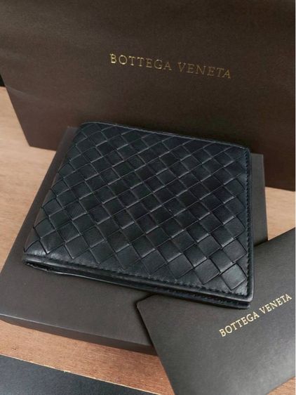 ชาย ดำ Bottega Veneta Intrecciato Bi-Fold Wallet – Luxury Pre-Owned