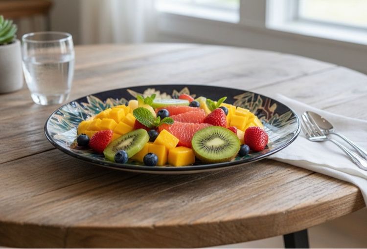 จานกระเบื้องใส่ผลไม้