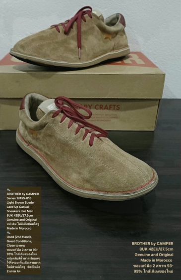 BROTHER by CAMPER, Men's 42EU(27.5cm) Original งาน Morocco ของแท้ มือ 2 สภาพใกล้เคียงของใหม่, รองเท้า CAMPER หนังแท้ พื้นเต็ม ไม่มีตำหนิใดๆ รูปที่ 2