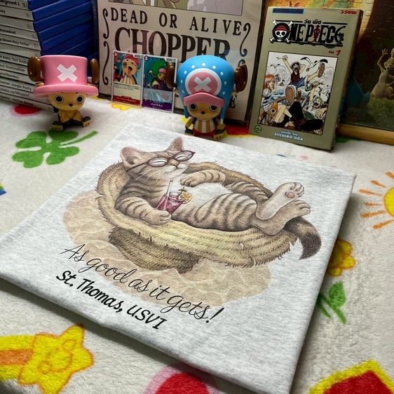 อื่นๆ อื่นๆ XL เทา แขนสั้น เสื้อยืดวินเทจ ลายแมวปี90 สภาพดี