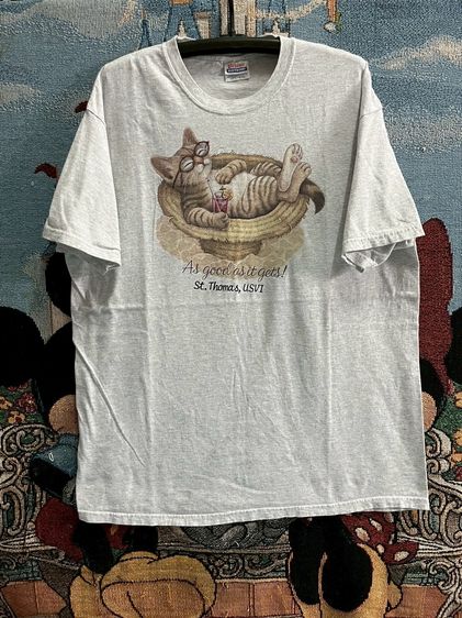 เสื้อยืดวินเทจ ลายแมวปี90 สภาพดี รูปที่ 2