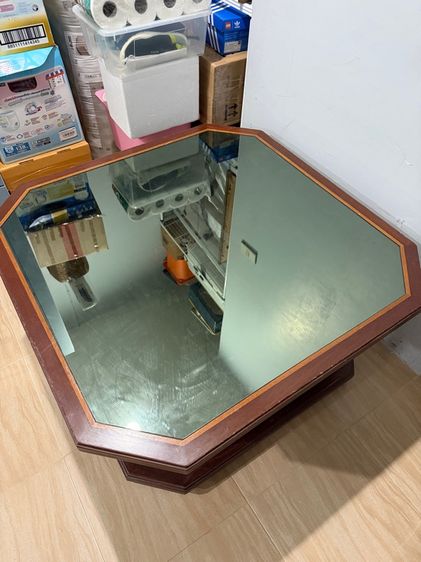 โต๊ะไม้ หน้ากระจก รูปที่ 2