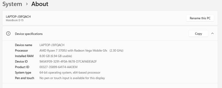 Huawei Matebook D15 รูปที่ 4