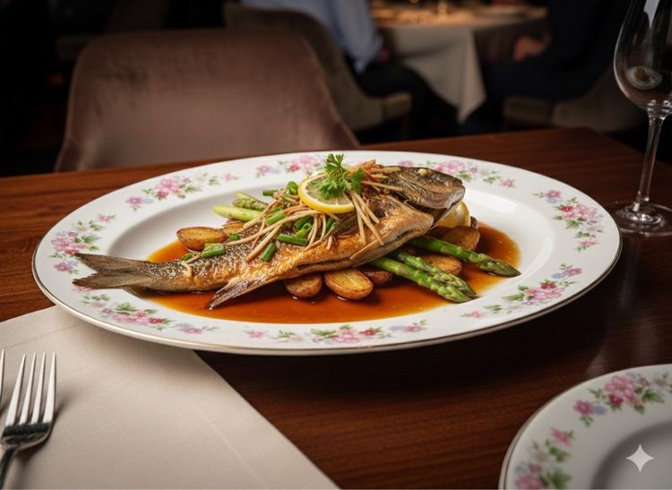 จานใส่ปลา ทรงรี