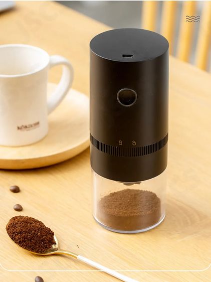 Coffee Grinder, Electric Waterproof Adjustable Thickness- Portable Coffee Maker Mixer รูปที่ 8