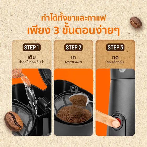 Coffee maker model CF-M1 SCE Plus, compact 2-3 cups quick convenient รูปที่ 5