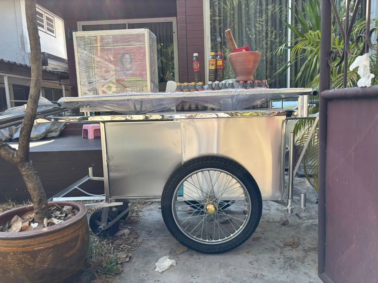 รถเข็นส้มตำ 4 ล้อ แบบมีหลังคา(ถอดได้) ใหม่เอี่ยม มือ 1 ยังไม่ได้ใช้ รูปที่ 4