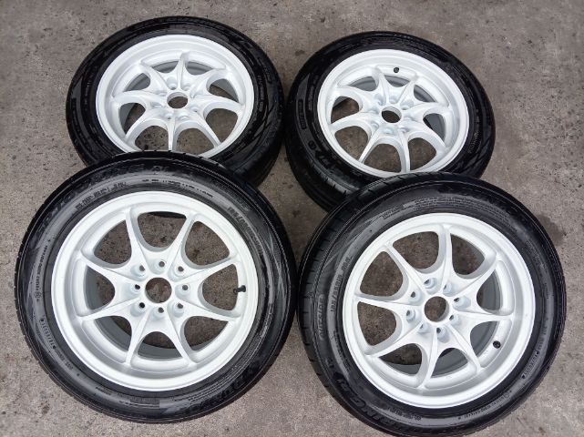 แม็ก ขอบ 15 กว้าง 6.5 สี ขาว พร้อม ยาง dunlop รูปที่ 5