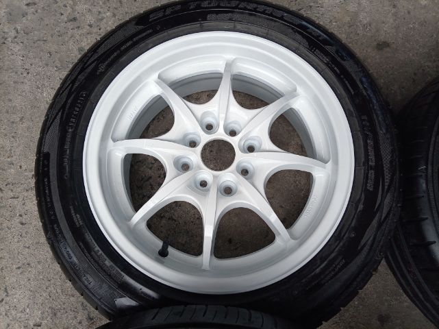 แม็ก ขอบ 15 กว้าง 6.5 สี ขาว พร้อม ยาง dunlop