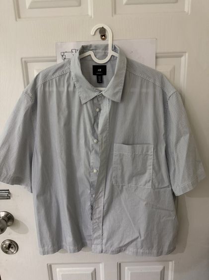 ฟ้า แขนสั้น อื่นๆ เสื้อเชิ้ตทรงครอป H and M 