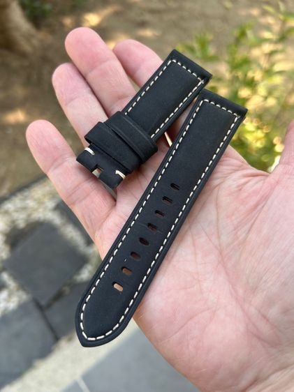 สายนาฬิกา หนังแท้ประกบ กว้าง 24 mm