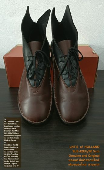 LNT'S of HOLLAND, Men's 42EU(26.5cm) Original ของแท้ มือ 2 สภาพใกล้เคียงของใหม่, รองเท้า Loints of Holland หนังแท้ พื้นเต็ม ไม่มีตำหนิใดๆ รูปที่ 2