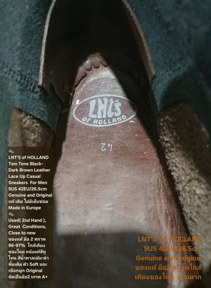 LNT'S of HOLLAND, Men's 42EU(26.5cm) Original ของแท้ มือ 2 สภาพใกล้เคียงของใหม่, รองเท้า Loints of Holland หนังแท้ พื้นเต็ม ไม่มีตำหนิใดๆ รูปที่ 18