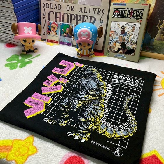 อื่นๆ เสื้อทีเชิ้ต XL ดำ แขนสั้น เสื้อการ์ตูนวินเทจGodzilla size
