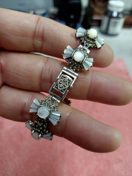 สร้อยข้อมือเงินแท้ประดับมุก รูปที่ 7