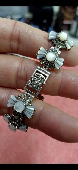 สร้อยข้อมือเงินแท้ประดับมุก