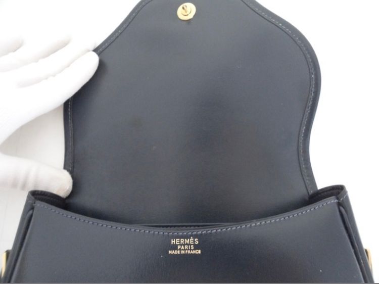 HERMES Navy Handbag 2Way Shoulder  รูปที่ 10