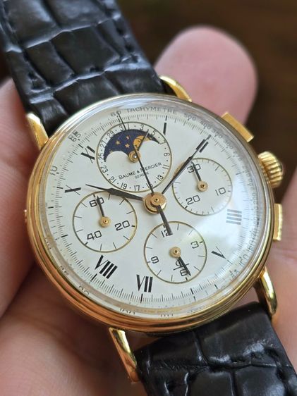 นาฬิกา Baume  mercier 18k​ chronograph moonphase​ ฟังชั่นครบๆ หน้าปัดขาว หลักโรมัน รูปที่ 5