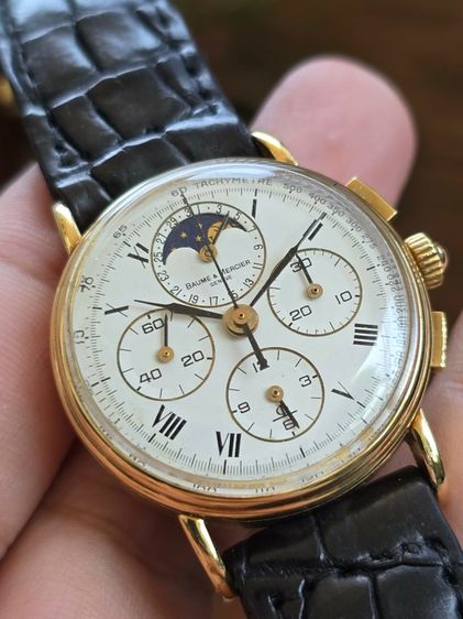 นาฬิกา Baume  mercier 18k​ chronograph moonphase​ ฟังชั่นครบๆ หน้าปัดขาว หลักโรมัน รูปที่ 3