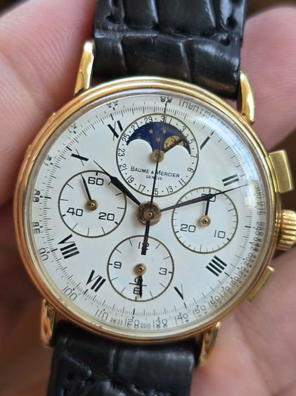 นาฬิกา Baume  mercier 18k​ chronograph moonphase​ ฟังชั่นครบๆ หน้าปัดขาว หลักโรมัน รูปที่ 2