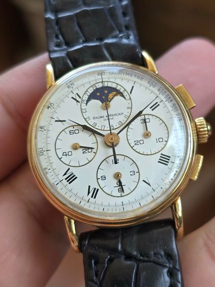 นาฬิกา Baume  mercier 18k​ chronograph moonphase​ ฟังชั่นครบๆ หน้าปัดขาว หลักโรมัน รูปที่ 7