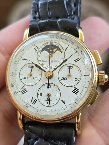 นาฬิกา Baume  mercier 18k​ chronograph moonphase​ ฟังชั่นครบๆ หน้าปัดขาว หลักโรมัน รูปที่ 6