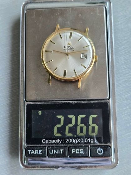 Vintage DOXA by SYNCHRON 14k Solid Gold หน้าปัดขาวSilver มีวันที่ หลักขีดสอดนิน ตัวเรือนทองคำแท้14k   รูปที่ 8