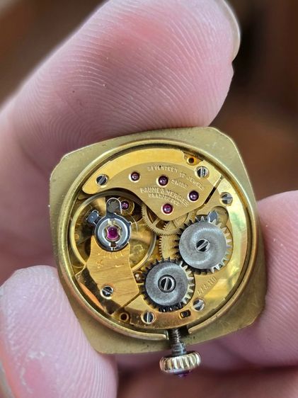 Vintage Baume  Mercier Geneve Diamond 18k Solid Gold ขอบเพชรแท้32เม็ดรวม 0.64กะรัต หน้าปัดลายผ้าทอง ตัวเรือนทองคำแท้ 18k  รูปที่ 12