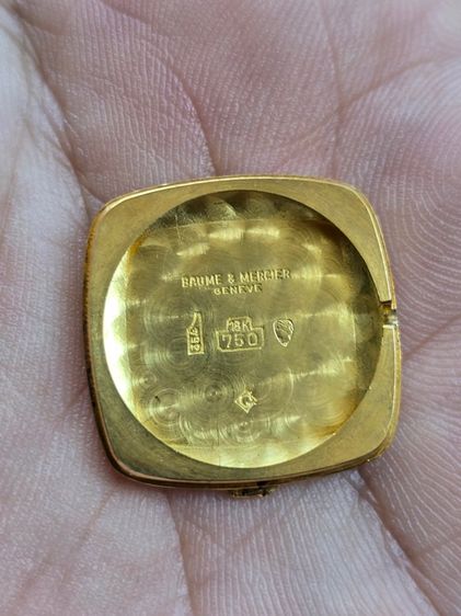 Vintage Baume  Mercier Geneve Diamond 18k Solid Gold ขอบเพชรแท้32เม็ดรวม 0.64กะรัต หน้าปัดลายผ้าทอง ตัวเรือนทองคำแท้ 18k  รูปที่ 11