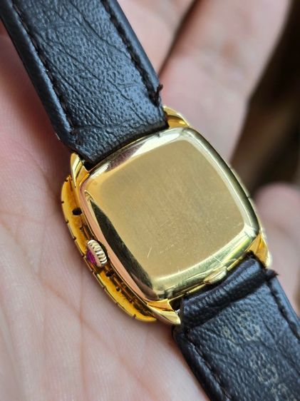 Vintage Baume  Mercier Geneve Diamond 18k Solid Gold ขอบเพชรแท้32เม็ดรวม 0.64กะรัต หน้าปัดลายผ้าทอง ตัวเรือนทองคำแท้ 18k  รูปที่ 9