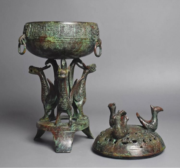 ✨กระถางธูปสำริดสไตล์ราชวงศ์โจวโบราณของจีน )  รูปที่ 4