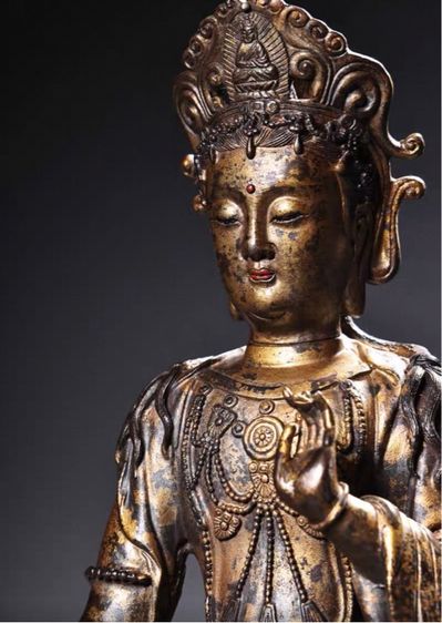 ✨รูปปั้นพระโพธิสัตว์กวนอิมทองสัมฤทธิ์ปิดทอง  รูปที่ 4