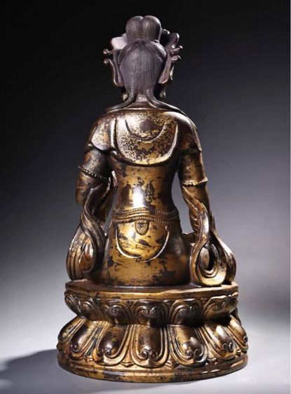 ✨รูปปั้นพระโพธิสัตว์กวนอิมทองสัมฤทธิ์ปิดทอง  รูปที่ 3
