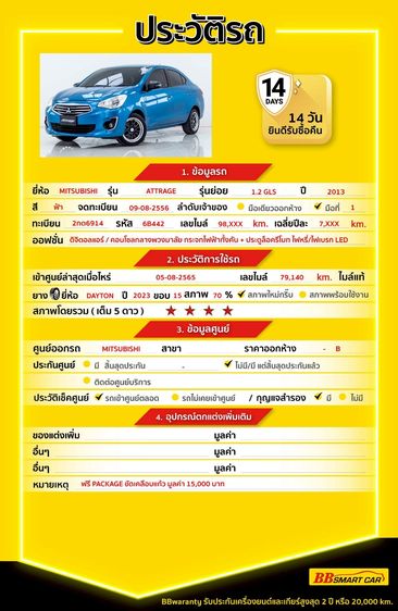 Mitsubishi Attrage 2013 1.2 GLS Sedan เบนซิน ไม่ติดแก๊ส เกียร์อัตโนมัติ ฟ้า รูปที่ 2