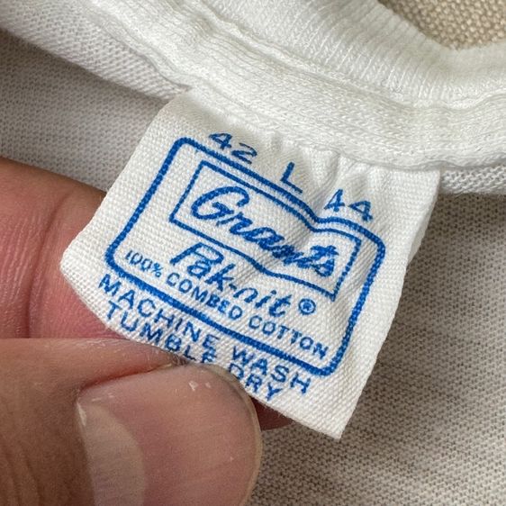 เสื้อยืดพื้นขาว Vintage​ 70s Grant’s T Shirt ใหม่ หายาก Size L 