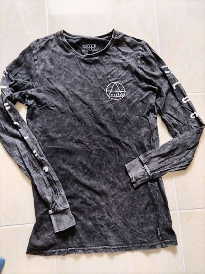 S เสื้อทีเชิ้ต อื่นๆ LUCID เสื้อยืดแขนยาวดำฟอกขายถูก​