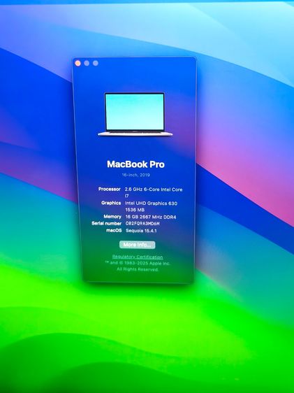 Macbook Pro 2019 16" (เครื่องที่1) รูปที่ 5