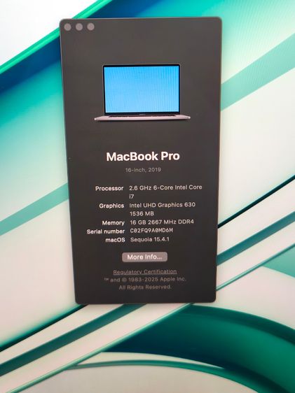 Macbook Pro 2019 16" (เครื่องที่2) รูปที่ 5
