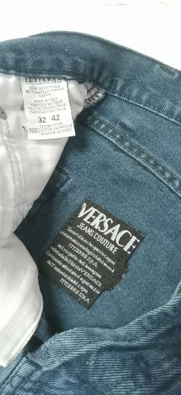 Vtg.Versace Couture Jeans Mens Made in Italy 1990's กางเกงยีนส์ งานเก่ายุค90 ทรงเซอร์ขาดเข่า ขาปล่อยชาย เอว31.5นิ้ว วัดจริง ป้าย32x42 สวยมาก รูปที่ 5