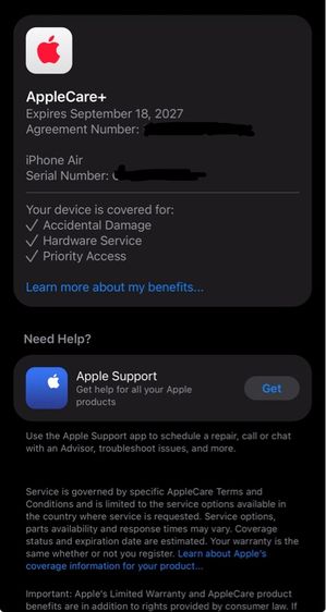 iPhone Air 256 สีดำ สภาพใหม่มาก พร้อม AppleCare+ ถึง Sep 2027 รูปที่ 10