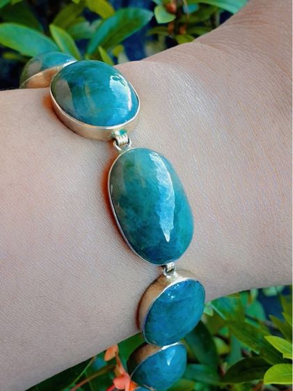 จิวเวอรี่เก่า สร้อยมือเงินแท้งานเก่า หยกแท้ 💚เม็ดโต ยาว 7 นิ้ว นน. 34 กรัม มือสองตามสภาพงานเก่า 