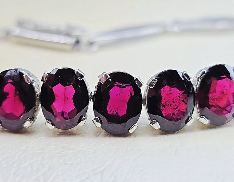 สร้อยมือเงินแท้งานเก่า พลอยแท้โกเมน♥️เม็ดโต 8.9 mm.  รูปที่ 4