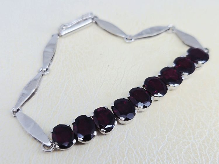 สร้อยมือเงินแท้งานเก่า พลอยแท้โกเมน♥️เม็ดโต 8.9 mm.  รูปที่ 2