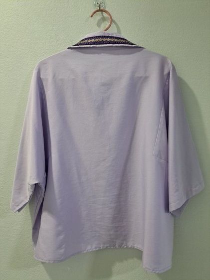เสื้อเชิ๊ตแขนสั้นสีม่วง ทรงหลวม รูปที่ 2