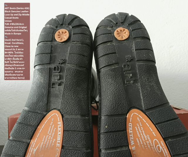 ART Boots, Unisex 41EU(26.0cm) Original ของแท้ มือ 2 สภาพใกล้เคียงของใหม่, รองเท้าบู้ท art หนังแท้ พื้นเต็ม ซิปข้าง ไม่มีตำหนิใดๆ สวยมาก รูปที่ 10